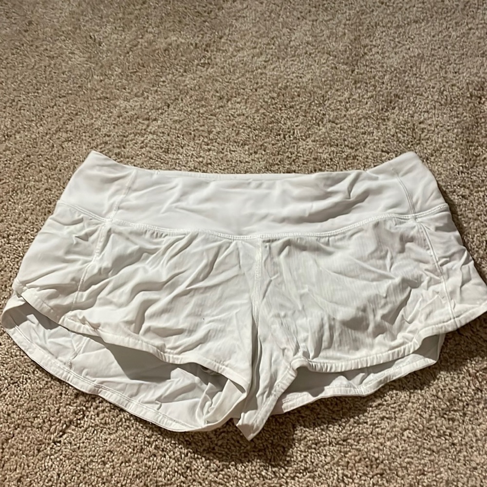 White Lululemon Speed Up shorts
